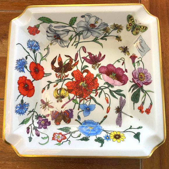 Gucci Other - Vintage GUCCI Limoges Square Dish Ashtray Floral Rare